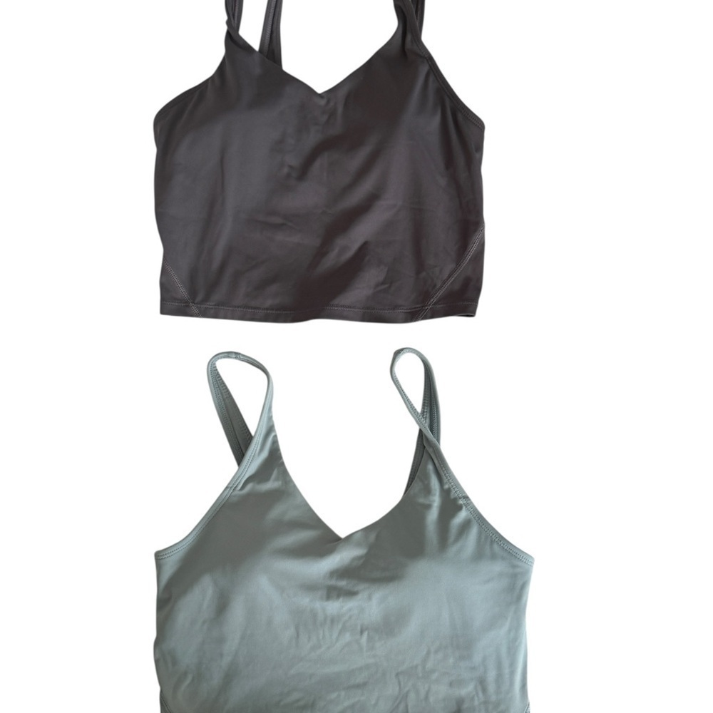 Set of Two Strappy Crop Tops - Black and Teal XS